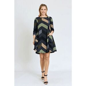 Egs California Women's Multi Color Chevron A-Line Mini Dress M